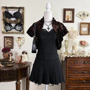 BNWT y2k deadstock whimsigoth fairy grunge witchy brown velvet boho cropped